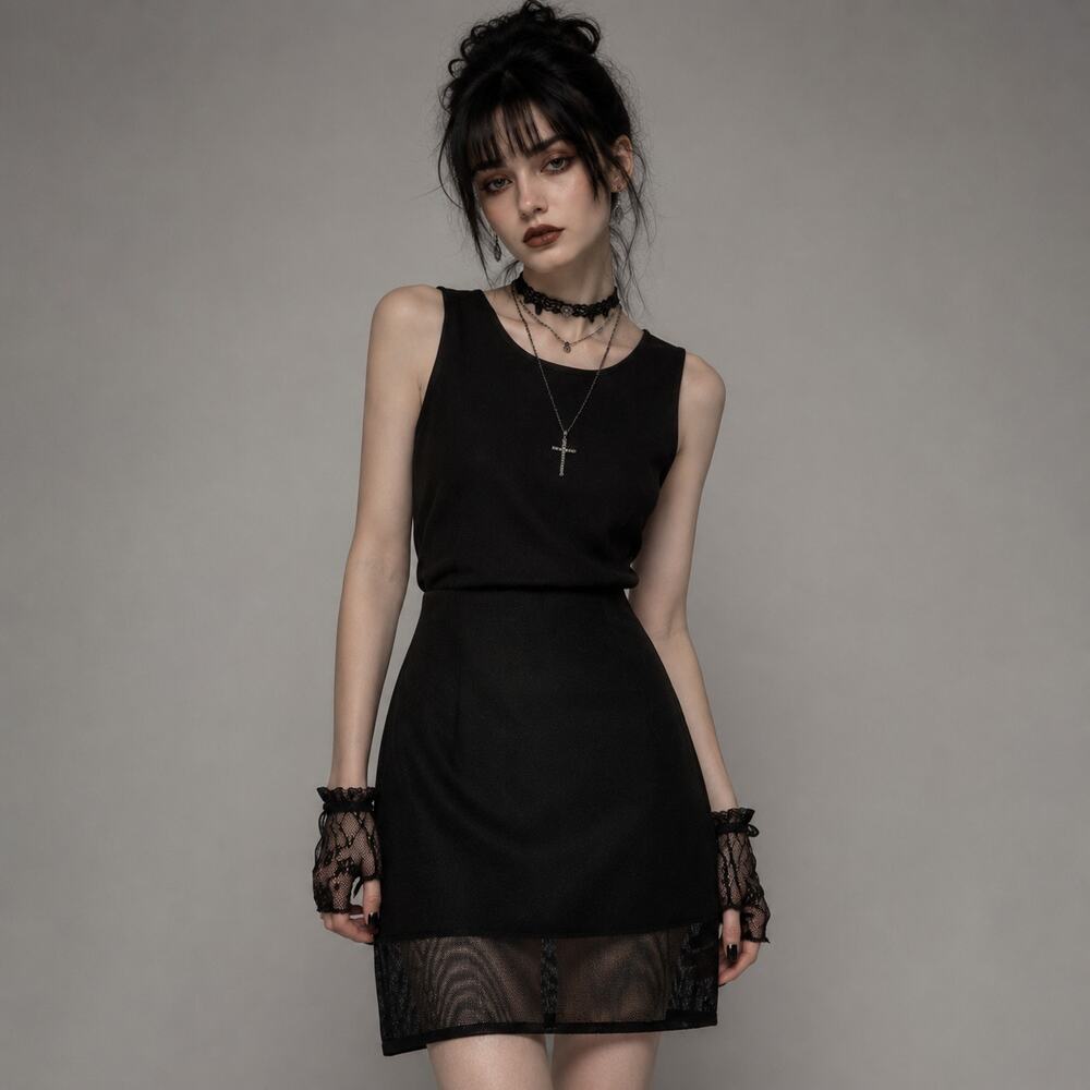 BCX Mesh Overlay Bodycon Dress Size 1 Soft Goth Y2K Indie Edgy Club Academia NWT
